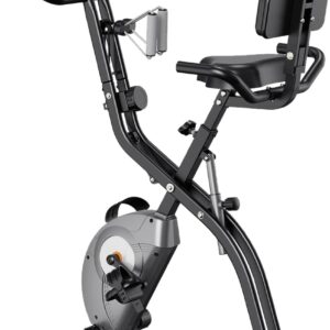 ATIVAFIT 3-in-1 Foldable Exercise Bike for Home, Upright & Recumbent Indoor Bike with 8-Level Magnetic Resistance, Resistance Bands, Quiet Cardio, Adjustable Seat