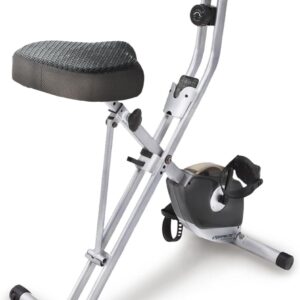 Exerpeutic Foldable Exercise Bike, 8 levels of Resistance Stationary Bicycle with Airsoft Seat, LCD Display to Track Distance, Calories, Time and Speed