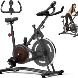 HOELLL Exercise Bike with Exclusive Heart Rate Sensor and APP Sync, Stationary Bikes for Home with Continuously Variable Resistance, Compact Indoor Cycling Bike with Tablet Mount