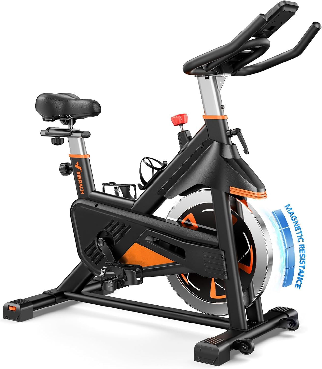 Merach Exercise Bike for Home Gym, Low Noise Stationary Bike with Brake Pad, Indoor Workout Bike with Self-Developed App, Tablet Mount and Fitness Courses for Weight Loss, 300 Lb Weight Capacity - Image 8