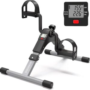 Pedal Exerciser Desk Exercise Bike Leg and Arm Exercise Bike with LCD Monitor Foldable and Porable (Black/Grey)